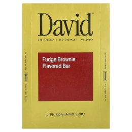 David Protein, Protein Bar, Fudge Brownie, 12 Bars, 2.19 oz (62 g) Each