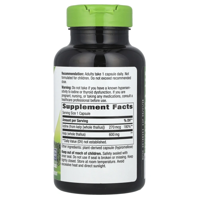 Nature's Way, Ламинария, 600 мг, 180 вегетарианских капсул