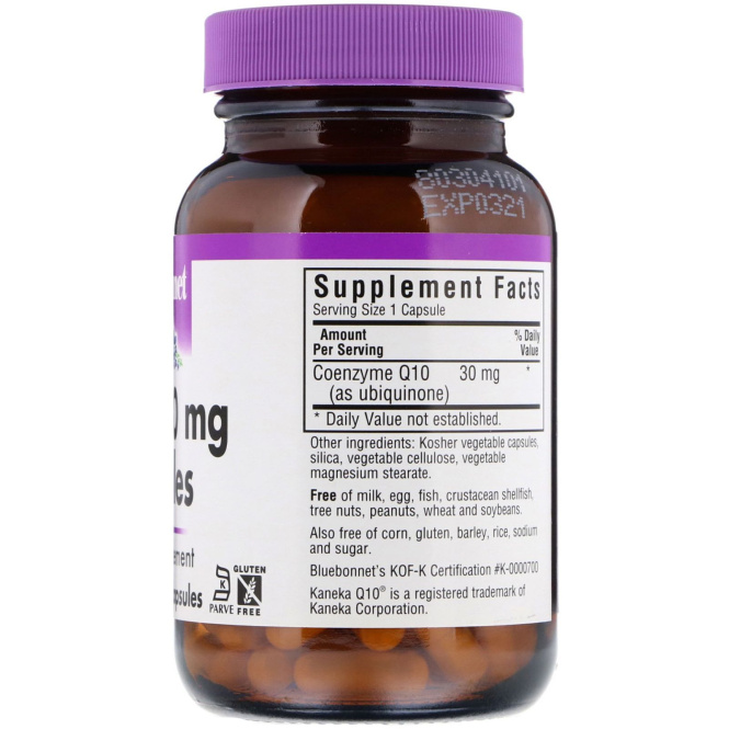 Bluebonnet Nutrition, CoQ10, 30 mg, 90 Vegetable Capsules