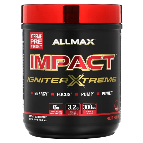 Allmax Nutrition, Impact Igniter Xtreme Фруктовый пунш 360 грамм