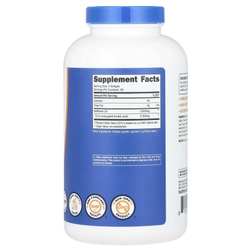 Nutricost, КЛК, 2400 мг, 240 капсул (800 мг в 1 капсуле)