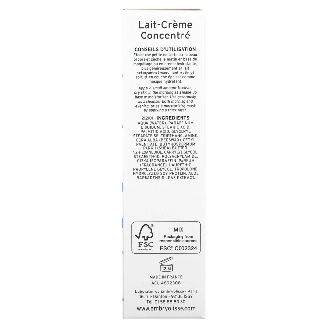 Embryolisse, Концентрированный крем-молочко, многофункциональное питательное и увлажняющее средство, 30 мл (1,01 жидк. унции)