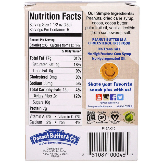 Peanut Butter & Co., "Сны с темным шоколадом", арахисовая паста с экстрачерным шоколадом в удобных стаканчиках для макания, 5 стаканчиков по 1,5 унций (43 г)