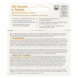 Munchkin, Sili-Soothe & Teethe ™, силиконовая соска и прорезыватель, от 3 месяцев, светло-розовый / светло-фиолетовый, 2 шт. В упаковке