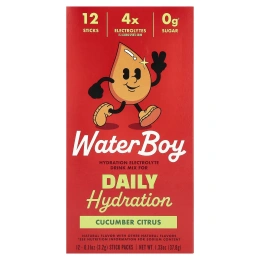 Waterboy, Daily Hydration, смесь для приготовления электролитического напитка, огурец и цитрус, 12 стиков в упаковке, 3,2 г (0,11 унции)