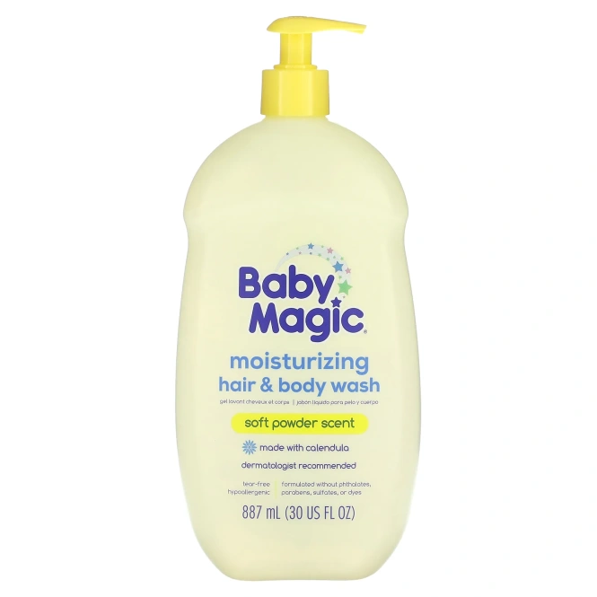 Baby Magic, Увлажняющий гель для волос и тела, мягкая пудра, 887 мл (30 жидк. унц.)