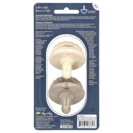 itzy ritzy, Sweetie Soother, пищевые силиконовые пустышки, от 0 месяцев, кремово-коричневая оплетка, 2 пустышки