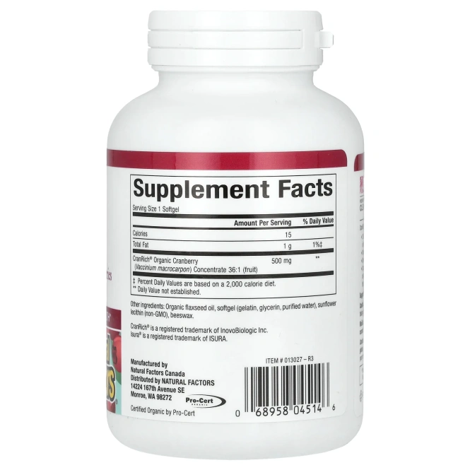 Natural Factors, CranRich, Клюква, Супер сила, 90 гелевых капсул