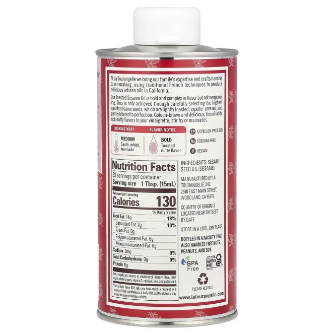 La Tourangelle, масло из обжаренного кунжута, 500 мл (16,9 жидк. унции)
