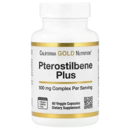 California Gold Nutrition, птеростильбен плюс с порошком из лесной голубики, 60 растительных капсул
