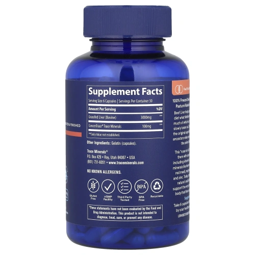 Trace Minerals ®, TM Ancestral, говяжья печень травяного откорма, 500 мг, 180 капсул