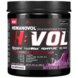ALLMAX Nutrition, H:VOL, оксид азота, перед тренировкой + насыщение крови в сосудах, ярко выраженный виноград, 285 г (10,1 унций)
