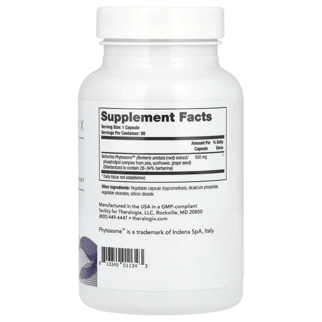 Theralogix, Берберин, улучшенное усвоение, 90 капсул