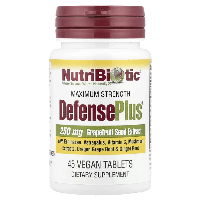 NutriBiotic, Пищевая добавка «ЗащитаПлюс», максимальная сила, 250 мг, 45 растительных таблеток