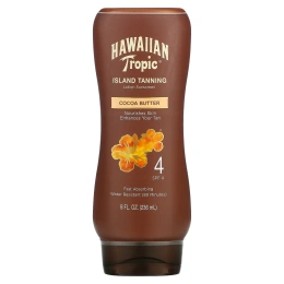 Hawaiian Tropic, Island Tanning, солнцезащитный лосьон, масло какао, SPF 4, 236 мл (8 жидк. унц.)