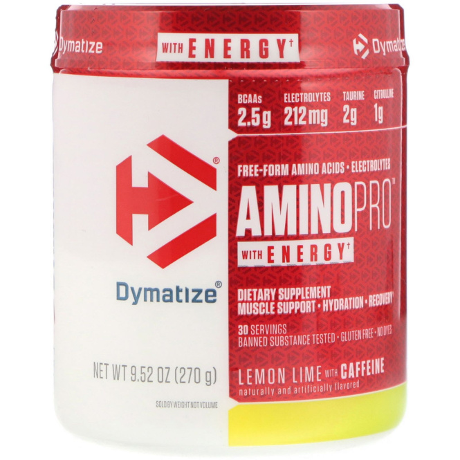 Dymatize Nutrition, AminoPro с энергией, лимон и лайм с кофеином, 9,52 унц. (270 г)