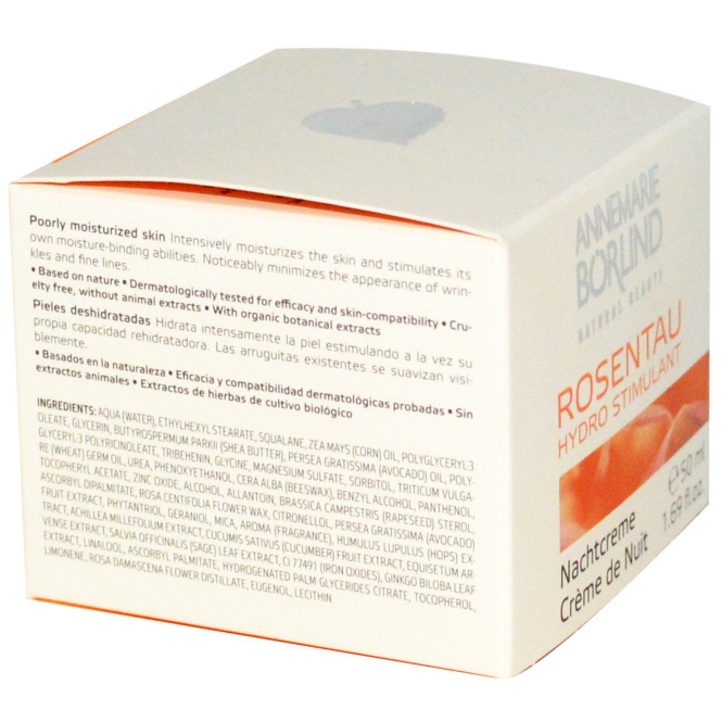 AnneMarie Borlind, Увлажняющий стимулирующий ночной крем, розовая роса, 1,69 жидкой унции (50 мл)