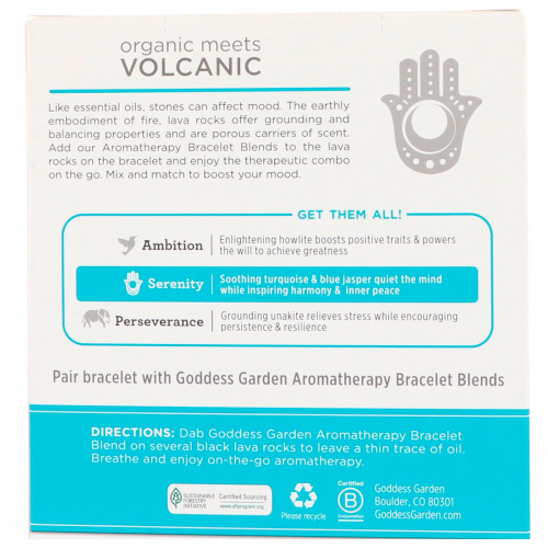 Goddess Garden, Органический продукт, Амбиция, Браслет для ароматерапии, 1 браслет
