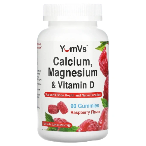 YumVs, Calcium, Magnesium & Vitamin D, Raspberry Flavor, 90 Gummies