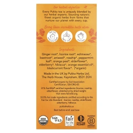 Pukka Herbs, Органический травяной чай, бузина и эхинацея, без кофеина, 20 пакетиков, 40 г (1,41 унции)