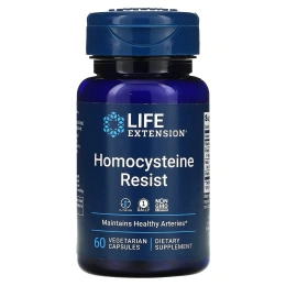 Life Extension, Поддержание уровня гомоцистеина, Homocysteine Resist, 60 растительных капсул