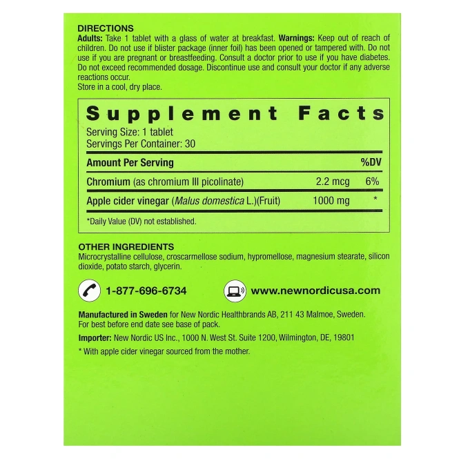 New Nordic, Apple Cider, 1,000 mg, 30 Tablets