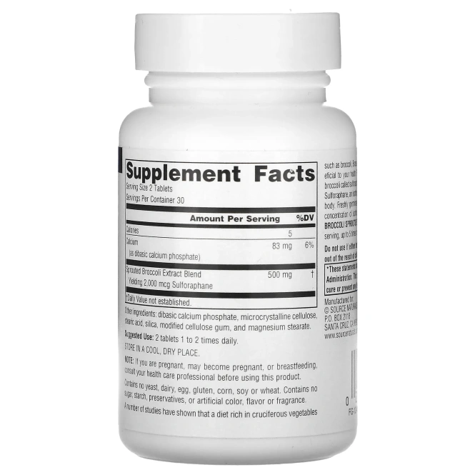 Source Naturals, экстракт ростков брокколи, 250 мг, 60 таблеток (125 мг в 1 таблетке)