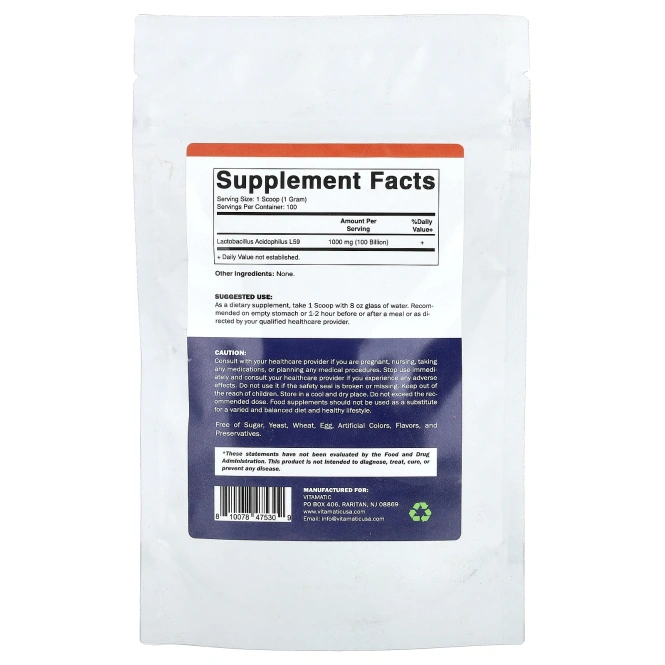 Vitamatic, ацидофильные лактобактерии, 100 г (3,5 унции)