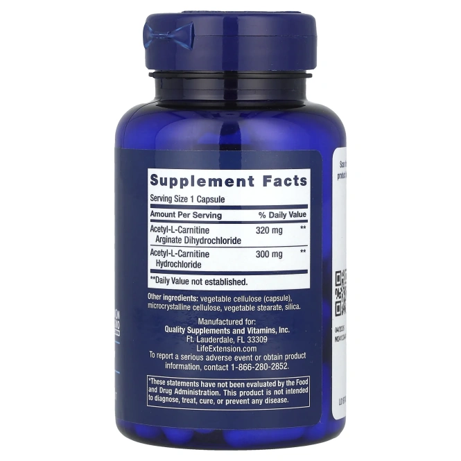 Life Extension, Аргинат ацетил-L-карнитина, 90 вегетарианских капсул