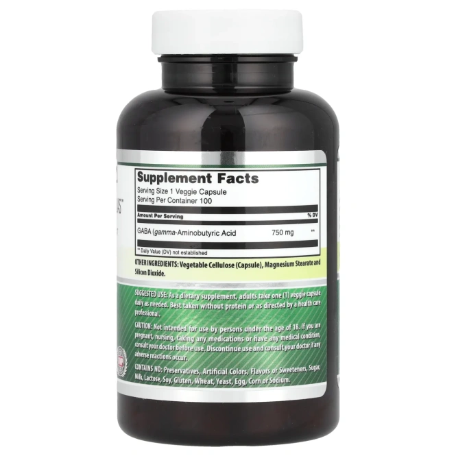 Amazing Nutrition, Габа, 750 мг, 100 вегетарианских капсул