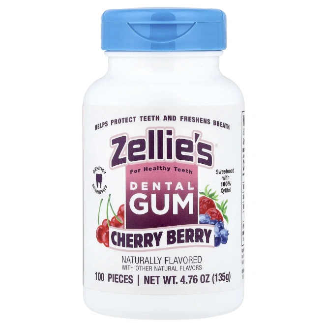 Zellie's, Dental Gum, вишня, 100 шт.
