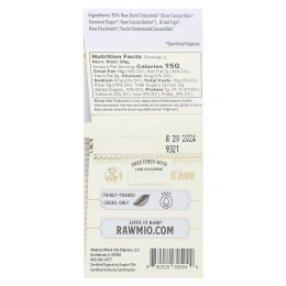 Rawmio, Пророщенный фундук и кора инжира, 70% перуанского какао, 60 г (2,12 унции)