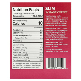 VitaCup, Растворимый кофе Slim, средней обжарки, 10 стиков на одну порцию, 3,7 г (0,13 унции)