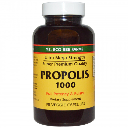 Y.S. Eco Bee Farms, Прополис 1000, 500 mg, 90 овощных капсул