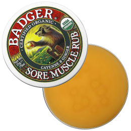 Badger Company, Sore Muscle Rub, мазь от боли в мышцах с кайенским перцем и имбирем, 21 г (0,75 унции)