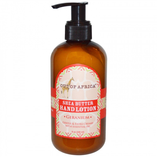 Out of Africa, Organic Shea Butter Hand Lotion, Geranium, 8 oz