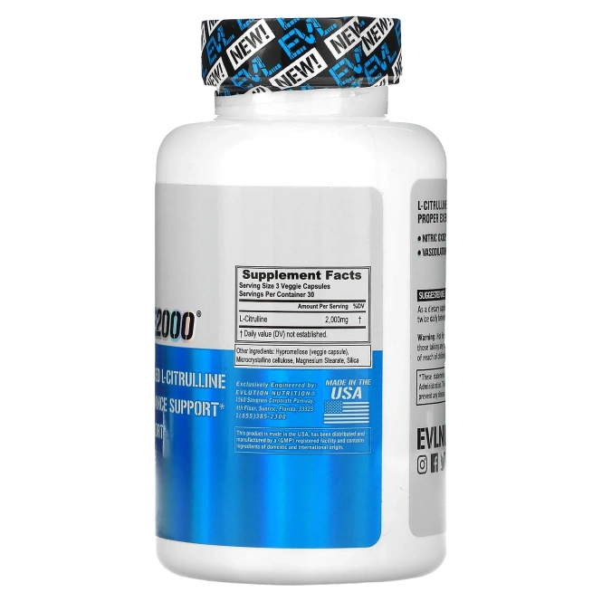 EVLution Nutrition, L-Citrulline2000, 90 растительных капсул