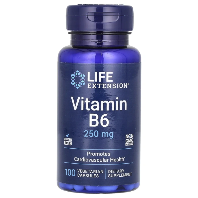 Life Extension, Витамин B6, 250 мг, 100 растительных капсул