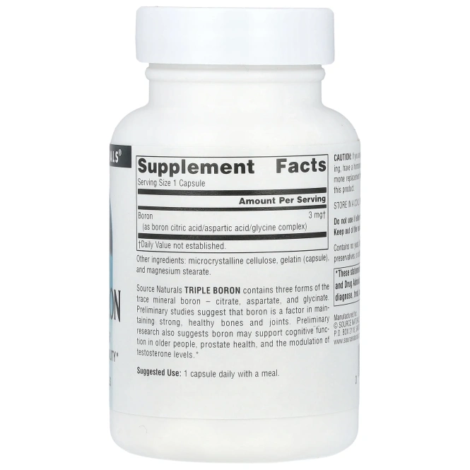 Source Naturals, Тройной бор, 3 мг, 100 капсул