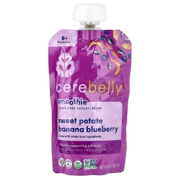 Cerebelly, смузи, органическое пюре без молочных продуктов, для детей от 6 месяцев, батат, банан и голубика, 6 паучей по 113 г (4 унции)