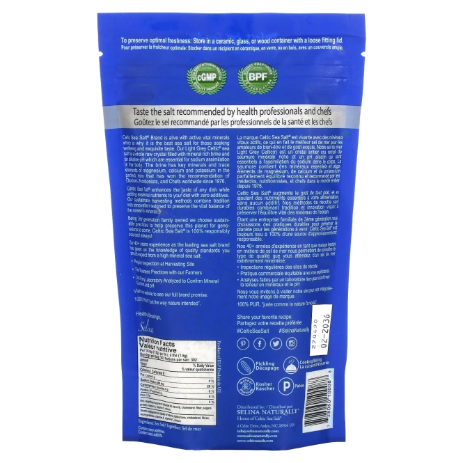 Celtic Sea Salt, Light Grey Celtic, смесь живых минералов, 1 фунт (454 г)