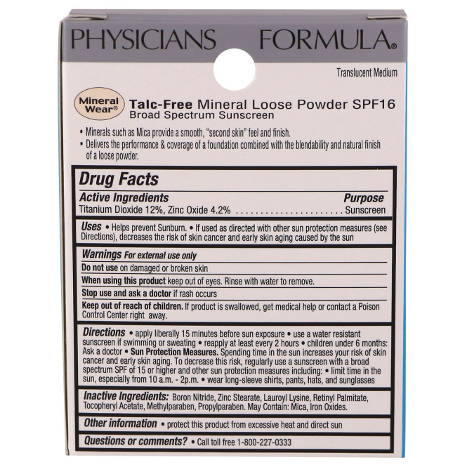 Physicians Formula, Mineral Wear, рассыпчатая пудра, средний матовый оттенок, SPF 16, 0,49 унций (14 г)