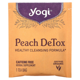 Yogi Tea, Peach DeTox, персик, без кофеина, 16 чайных пакетиков, 32 г (1,12 унций)