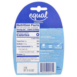 Equal, Нулевой калорийный подсластитель, оригинальный, 100 таблеток