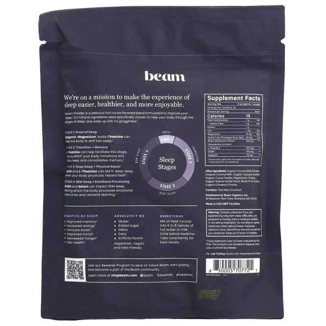 Beam, Dream, какао с корицей, 180 г (6,35 унции)