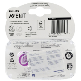 Philips Avent, Soft & Silicone Orthodontic Pacifier, 0-6 Months, 2 Pack