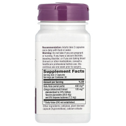 Nature's Way, премиальный экстракт, гинкго, 60 веганских капсул