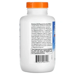 Doctor's Best, Горькая настойка из бетаина гидрохлорида, пепсина и генцианы (Betaine HCl, Pepsin & Gentian Bitters), 360 капсул