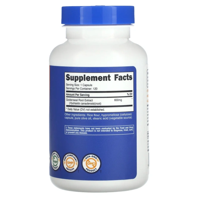 Nutricost, Корень желтокорня, 600 мг, 120 капсул