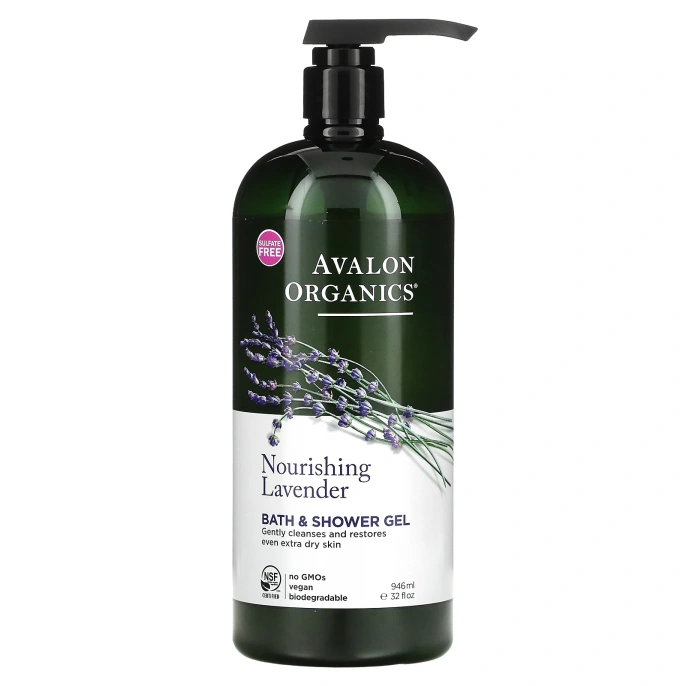Avalon Organics, Гель для ванной и душа, "Питательная лаванда", 32 жидк. унции (946 мл)